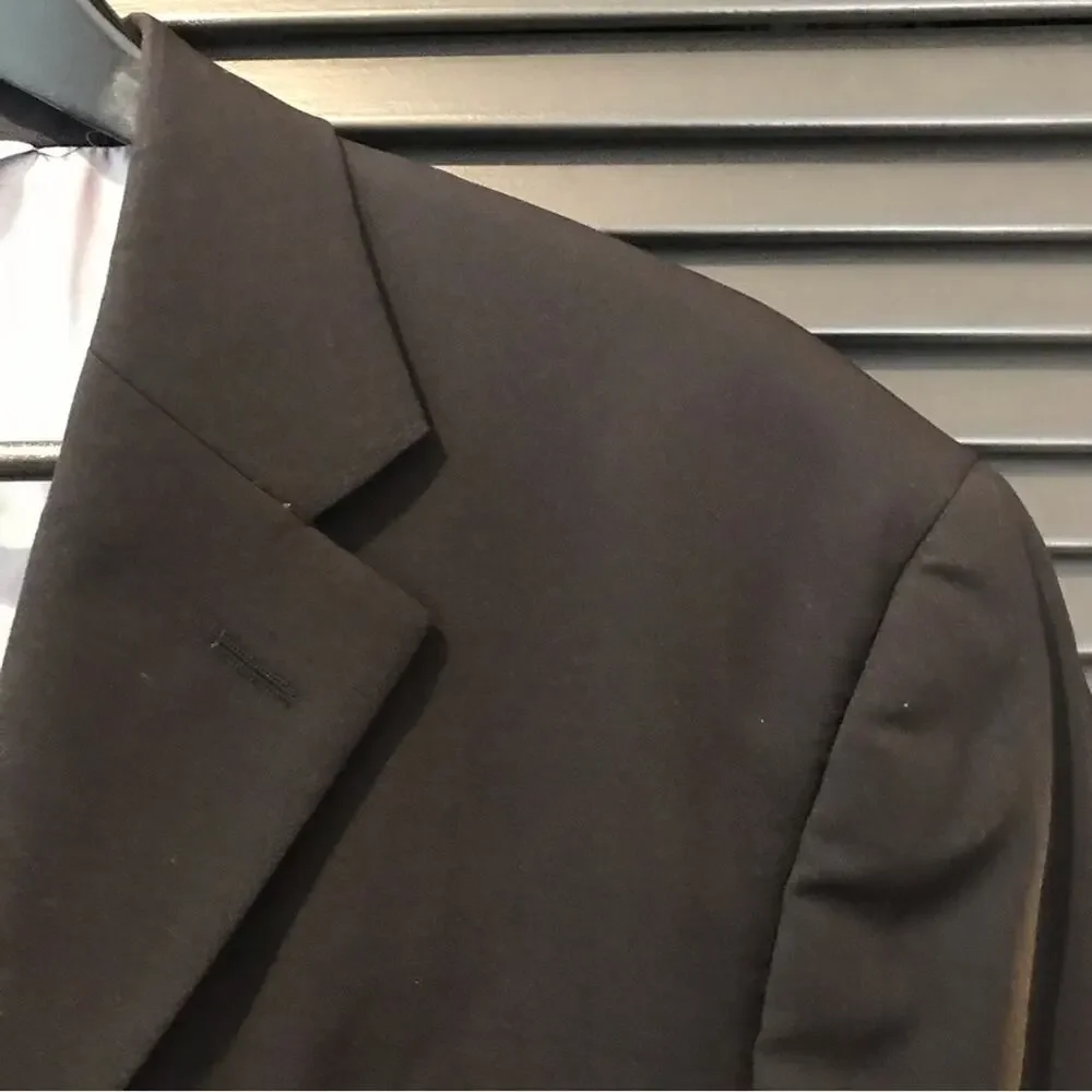 Wilke-Rodriguez Black Wool Blend Blazer with Cool Iridescent Lining, Size 42R